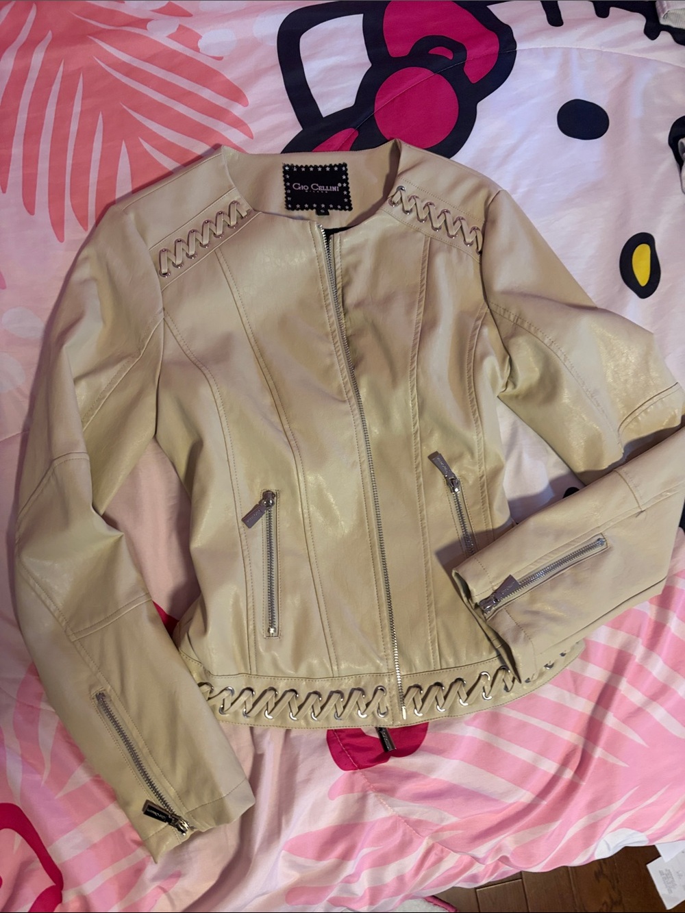 Vintage Italian Faux Leather Zip Jacket